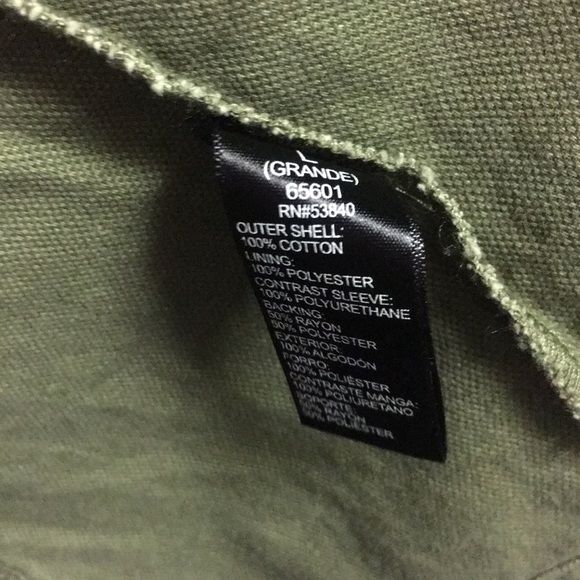 Green Military Jacket with Faux Leather Sleeves - Picture 3 of 7